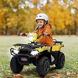 Elektro Kinderquad, Elektro-Quad mit LED und Musik, Elektroauto, Kinderfahrzeug für Kinder ab 3 Jahren, Kindermotorrad (Gelb)