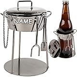 Flaschenständer/Flaschenhalter - Grill/Grillmeister & Barbecue - inkl. Name - aus Metall - ideal für Bier - Wein - Sekt u.v.m. - Bierflaschenhalter/Wein..