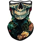 Eikuni Halstuch, Gesichtsmaske, Bandana mit Ohrschlaufen, für Damen und Herren, Sonnenschutz, Herren Totenkopf 02, Einheitsgröße