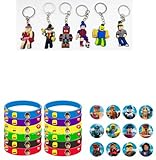 IFHDO Cartoon Spielen Schlüsselbund, Schlüsselanhänger Insignien Silikon Armbänder, Spielzeug Set für Party, Schulranzen Accessoire, Kindergeburtstag Geburtstag Deko Schlüsselanhänger(24 Stücke)