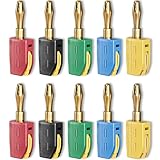 Cleqee 4mm Bananenstecker Hochstrom-Schnellanschluss vergoldet 10 Stück Bananenstecker 32A Fünf Farben