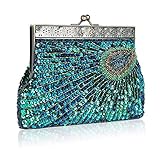 Damen Luxus Pfauen Clutch Abendtasche Handtasche AbendtascheHochzeit Pailetten Tasche Clutch Bag Umhängetasche