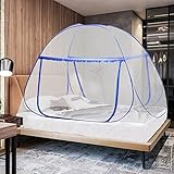 AnJeey Moskitonetz Bett, Pop up Doppeltür Tragbare, Faltdesign mit Unterseite, Einfache Installation, Wirksam gegen Mückenstiche für Outdoor Camping Reisen Schlafzimmer, 180 * 200cm