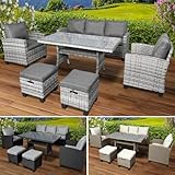 BRAST® Gartenmöbel Set Delight | bis zu 7 Personen viele Farben | incl. extra Dicke Kissen | TÜV geprüft | Outdoor Loungemöbel Sitzgruppe Essgruppe Garnitur | Grau/Anthrazit