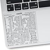 SYNERLOGIC Mac OS (Ventura/Monterey/Big Sur/Catalina/Mojave) Keyboard Shortcuts, M1/M2/Intel No-Residue Clear Vinyl Sticker, Compatible with 13-16-inch MacBook Air and Pro (Pack of 2)