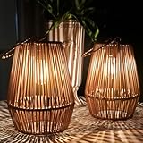 KagoLing Solar Laternen für Außen, 2 Stücke Solarlampen für Draußen im Böhmischen Stil mit LED-Glühbirne Hängend/Stehend Handgestrickte Solarlampen für Terrasse Garten Innenhof Balkon Deko weihnachten
