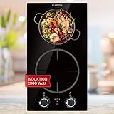 Klarstein Induktionskochfeld, Herd mit 2 Kochfelder, 2900W Induktion Einbauherd, Moderner Einbau-Induktionskochfeld mit 2 Platten, 2 Felder Glaskeramik Induktionskochfelder, Elektro Kochfeld