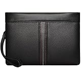 Eshow Handgelenktasche Herren, Handtasche klein, Geldbörsentasche aus PU Leder, Clutch Tasche mit Kartenfach Herrenhandtasche für Reisen, Arbeit, Alltag, Rot