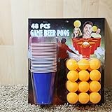 Framan Beer Pong Set, 48-teilig, 24 Becher und 24 Ping-Pong-Bälle