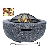 ZJFHEYUO Holzbefeuerte Feuerstelle, Grillschale, Außenheizungen & Feuerstellen, Tischfeuerstelle für den Außenbereich mit Grillrost