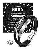 MANVEN An Meinen Sohn Armband Sohn Geschenke Von Mama Papa 16. 18. Geburtstag Junge Lederarmband Gravur Herren Geburtstag Geschenk Motivationsges Weihnachtstag Abschluss Abitur My Son