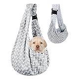 Lvjkes Tragetasche Hund, Faltbar Hunde Tragetasche, Einstellbar Hohe Kapazität Hundetragetasche, One-Shoulder, Cross-Body, Tragbar für den Außenbereich für kleine Katzen und Hunde (Gewellt Grau)
