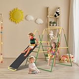 Klettergerüst Indoor,Spielturm Outdoor,3-in-1 Spielturm mit Rutsche und Schaukel,Klettergerüst Outdoor und Indoor für Kinder ab 1 Jahr