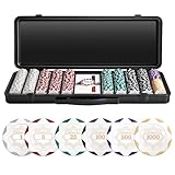 SLOWPLAY Nash 14g Ton Pokerchips-Set White Gold Edition, 500 STK Full Set | Mit Werten: 1,5,25,100,500,1000 | Verfügt über einen hochwertigen pokerkoffer mit besonders robuster Polycarbonat-Schale