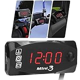 LED Digitalanzeige Motorrad Uhr Thermometer Voltmeter Wasserdicht IP67 für 12V Motorrad