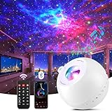 Sternenhimmel Projektor Kinder, 15 Lichtfarben+15 Musik+Bluetooth Projektor Galaxy Projector, Fernsteuerung+4 Zeitgeber Nachtlicht Sternenhimmel Projektor Erwachsene, Sternenprojektor, Zimmer Deko