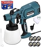 jutyum 850W Elektrisches Farbsprühsystem, 3 Sprühmuster, 900 ml Farbbehälter, Lackierpistole für Wandfarbe/Lacke & Lasuren im Innen- Außenbereich Spritzpistole inkl.6 Düsen&10PCS Filterpapier