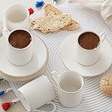 KARACA Elda Türkische Kaffeetassen Set für 6 Personen, 6x Espressotasse und 6x Untertasse, Mokkatassen, Cappuccino, Kaffeeservice mit Untertasse aus Porzellan
