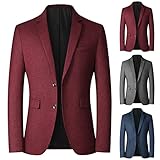 Rote Blazer für Herren UK – gebürsteter eleganter Anzugkragen, einzelner Blazer mit zwei Knöpfen, leicht, elegante Anzugjacken, schmale Passform, runder Saum, Blazer mit Tasche, Sportmantel für