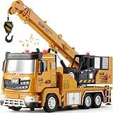 Tacobear Baustellen Fahrzeuge Spielzeug Set, 1:40 Metall Baufahrzeuge LKW Auto Spielzeug Kinder Baustellenfahrzeuge mit Sound und Licht Lastwagen Spielzeug Geschenk Jungen 3 4 5 6 Jahre (Kranwagen)