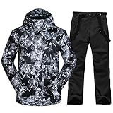 HOTIAN Herren Ski Jacke und Hosen Set Herren Schneeanzug Winter Winter Warme Schnee Skifahren Sätze Wasserdicht Winddicht Snowboard Set Black+black L
