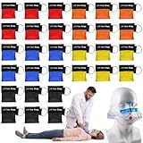 30 Stück Beatmungsmaske Schlüsselanhänger, CPR Maske Beatmungstuch Mit Rückschlagventil Atmen Barriere, Taschenmaske für Erste Hilfe oder AED Training (Rot, Blau, Schwarz, Grün, Gelb)