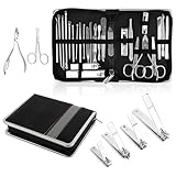 SWOUEKO Maniküre-Set Nagelknipser-Maniküre Pediküre-Set,26 Stück Kit Professionelle Edelstahl-Nagelpflege-Werkzeuge mit Ledertasche für Professionelle Beauty Nagelpflege Kit für Zuhause,Reisen,Schwarz