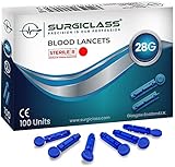 Blutlanzetten steril Gr. 28G, 100 Stk. kompatibel u.a. zu Stechhilfe von SD CodeFree, Medisana, einfache Blutprobe-Entnahme, u.a. zur Diabetes-Messung bei Blutzucker SURGIBLDLT28G100