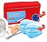 Auto Verbandskasten - Neue Norm 2023 für Tüv geprüft - zertifiziert DIN 13164 - STVO & 2x Maske Erste Hilfe KFZ Verbandstasche Kit First Aid