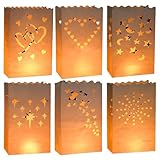 60 Stück Lichttüten, Candle Bags Papierlaterne Wiederverwendbar, Kerzentüten Schmetterling, Stern, Herz, Punkt, Mond Designte Laterne für Birthday, Hochzeit, Weihnachtsfeier