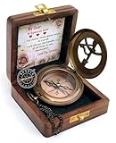 Hanzla Collection Messing-Sonnenuhr – Kompass zum Öffnen – Steampunk-Accessoire – einzigartiges Geschenk für Männer – schöne handgefertigte Sonnenuhr – Sonnenuhr – antike Dekoruhr