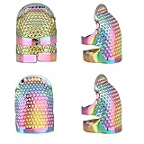 4 Stück Fingerhut Nähen Nähfingerhut Einstellbare Fingerhut Kupfer Fingerschutz Sewing Thimble Ring Metall Dazzling Heller Fingerhutring Finger Metallschild Schutz Zubehör für Handnähen Handarbeiten