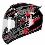 Motorrad Helm Integralhelm, Integralhelm Für Damen Und Herren, Racing Style Motorradhelm ECE Zertifiziert, Hochfeste Schale Atmungsaktiv Und Bequem D,S(55-56CM)