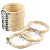 Caydo 12 Stück 8 cm Runde Stickrahmen Holz, justierbarer Mini Stickrahmen, Bambus-Kreuzstich-Ring, Großhandel für Kunsthandwerk