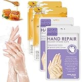 Handmaske 4 Paar Handpflege Handschuhe Feuchtigkeitsspendende mit Honig & Milch Handpflege Lavendel für Trockene Alternde Rissige Hände für Frauen und Männer