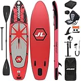 JOOLOOG Aufblasbare Stand Up Paddling Board Mit Sitz 320x81x15cm SUP Board Sie trägt 200kg 6 Zoll Dick für Erwachsene und Jugendliche, Rot