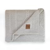 Dalisa: Elegante Shiraz Strickdecke, Kuscheldecke - Weiches Acryl, vielseitig für Deko & Outdoor, Öko-Tex Zertifiziert (Beige 130 x 170 cm)