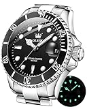 OLEVS Uhren für Herren, klassisch, Datum, Business-Kleid, luxuriös, großes Zifferblatt, grün/schwarz/blau, wasserdicht, leuchtende, Analoge zweifarbige Edelstahl Herren Armbanduhr