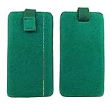 5,2 Zoll Filztasche Handytasche Handyhülle Tasche Hülle Schutzülle aus Filz für Smartphones wie Sony, LG, Samsung, HTC, Huawei, Xiaomi, Asus, Universell, Gerät max. 14,7x7,3x0,9cm (Grün dunkel)