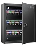 Uniclife 60 Positionen Schlüsselschrank mit Kombination und Schlüsselschloss, zurücksetzbar, schwarz, Digitale Sicherheitsbox, Schlüssel-Organizer mit verstellbaren Regalen
