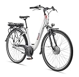 TELEFUNKEN E-Bike Damen 28 Zoll, Elektrofahrrad Frontmotor, 3-Gang Nabenschaltung, V-Bremsen - Pedelec Citybike, RC836 Multitalent