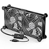 ELUTENG USB Lüfter 120mm 5V 2 in 1 mit 3 Einstellbare Geschwindigkeiten, Doppelt USB Ventilator 120mm PC Lüfter USB Computer Ventilator mit 8 Stoßdämpfenden Füßen für PS5 PS4 Laptop TV Box Router