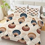 PNHCL Regenbogen Bettdecke 200x200cm Gestreifter moderner Stil Bettdecke Ohne Bezug Waschbar, Braun Bettdecke Decke 200x200, 3D Druck Duvet für Jungen Mädchen Raumdekoration Geschenke