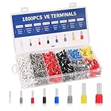 Aderendhülsen Set 1800 Stück, Aderendhülsen Sortiment 0,5-10mm², Isolierte Aderendhülsen für Drahtverbindung, Aderendhülse Set aus Verzinnten Messingeinsätzen