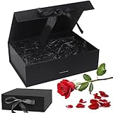 Geschenkverpackung Box 21 * 17 * 7cm Geschenk Verpackungsbox Magnetische Geschenkbox Geschenkbox Schwarz Geschenkbox mit deckel für Hochzeiten Geburtstage Jubiläen - Schwarz