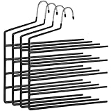 SONGMICS HosenbÜgel platzsparend, 4er Set, Mehrfach-KleiderbÜgel, offenes Ende, rutschfest, fÜr je 5 Hosen, fÜr Jeans, HandtÜcher, Schals, schwarz CRI034B02