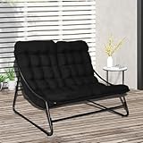 Doppelliege Outdoor 2 Personen, Sonnenliege 2 Personen, Gartenliege Extra Hoch mit 7 cm Dicker Auflage, Liegestuhl Garten Extra Breit, Relaxliege Outdoor, Sonnenliegen, Kippliege für Terrasse (Black)