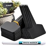 Orrdiffi 100Stk Plastik pflanzschilder für draussen wetterfest 6 * 10cm,Kunststoff Stecketiketten Pflanzenschilder zum Beschriften und Stift,kräuter schilder etiketten pflanzen (Schwarz)