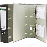 Doppelpack Leitz 10920000 Standard-DoppelOrdner (A4, Rückenbreite 7,5 cm, zwei Präzisionsmechaniken, graupappe, mit Wolkenmarmor-Cover) schwarz (Doppelordner | 2er Pack, schwarz)