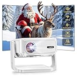 Mini Beamer 4K Full HD 1080P Unterstützt, Elektrischer Fokus und Auto Keystone, WiFi 6 und Bluetooth Beamer, 300 Zoll, 360-Grad-Drehbar Beamer, Ideal für Heimkino und Outdoor, Kompatibel mit Handy,PC